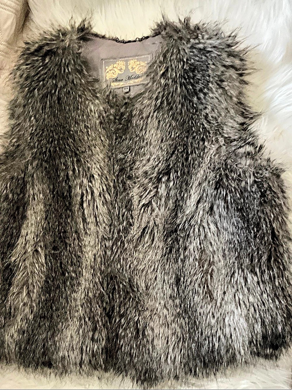 Steve Madden Faux Fur Vest in Gray